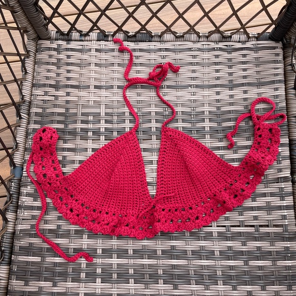 Red Crochet Halter Top - Picture 3 of 4